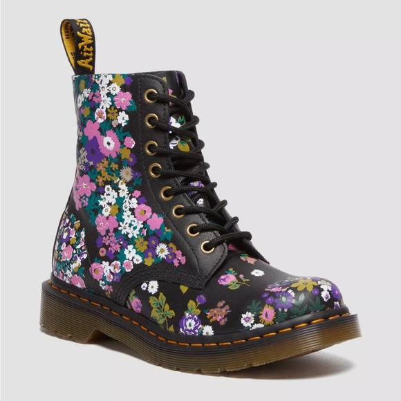 DR MARTENS 1460 Vintage Floral Leather Boots - Picture 3 of 11